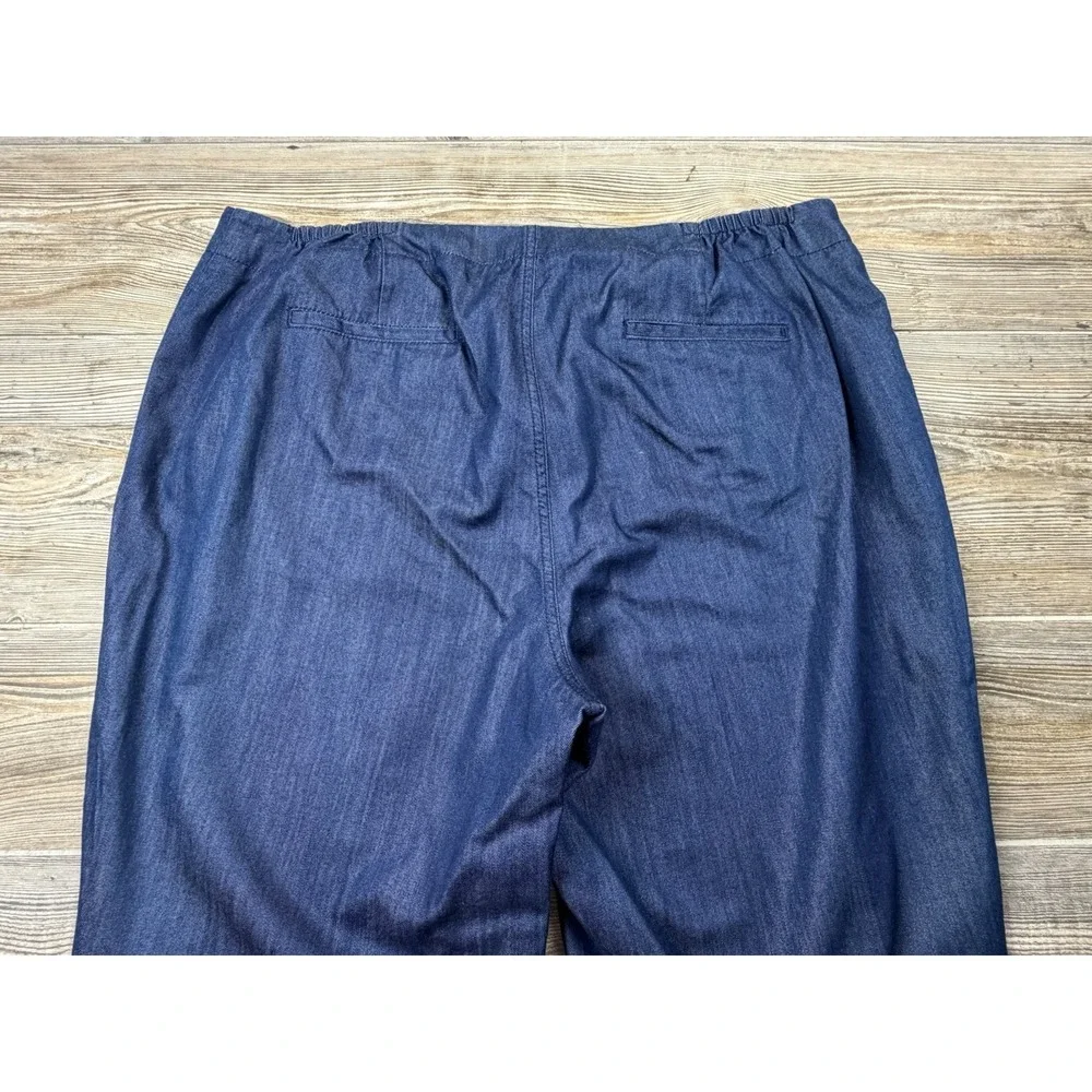Talbots Trouser Jeans 18W (40x31) Cotton/Tencel Lightweight Wide‎ Leg Denim Blue